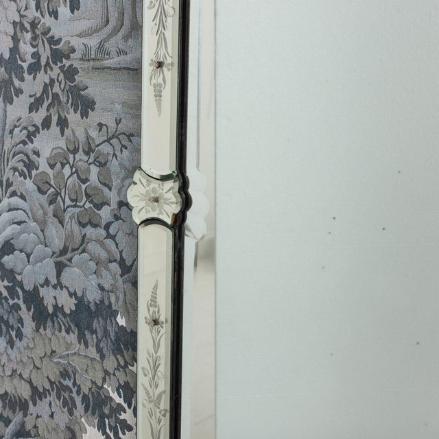 Silver Large 19th C. Venetian Reverse Etched Mirror With Original Beveled Mirror Plate For Sale - Image 8 of 18