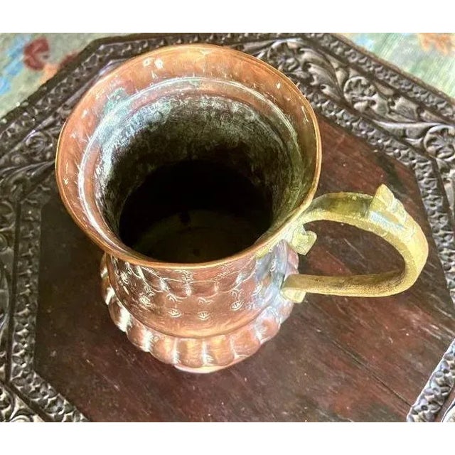 Middle Eastern Hammered & Incised Copper Pitcher - Made in Egypt Mid 20th Century For Sale In Saint Louis - Image 6 of 10