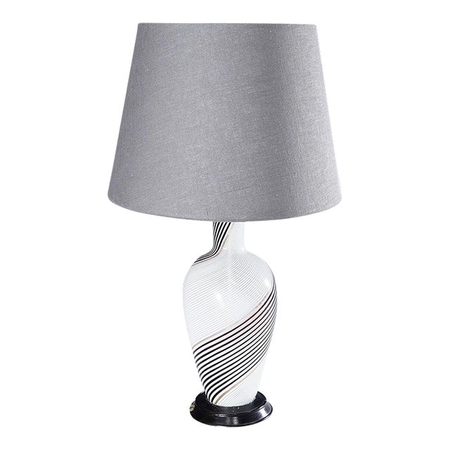 Dino Martens for Aureliano Toso Lamp in Filigree Glass Ca. 1950s For Sale