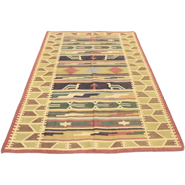 Cabin Vintage Indian Stone Wash Dhurrie Rug - 03'10 X 05'09 For Sale - Image 3 of 9