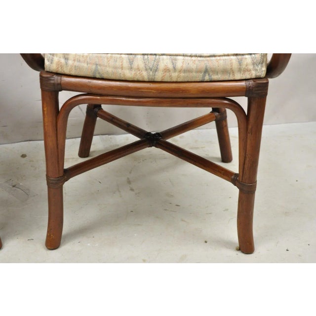 Late 20th Century Late 20th Century Vintage Bentwood Rattan Hollywood Regency Fan Back Dining Chairs - Set of 4 For Sale - Image 5 of 12