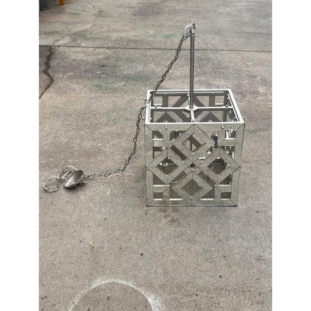 Glass 1980s Geometric Mirrored Chandelier For Sale - Image 7 of 7