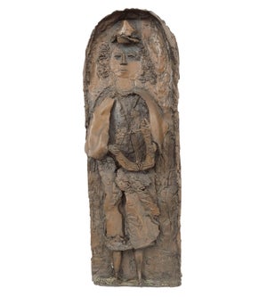 Hana Geber, Heavy Bronze Relief Plaque, Young King David with Harp