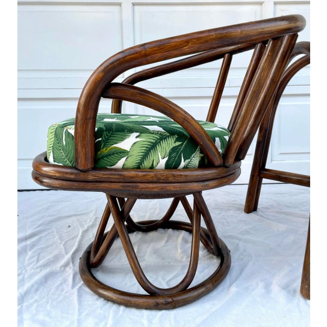 Mid-Century Bent Bamboo Set of Swivel Chairs and Table Base - 3 Pieces For Sale - Image 10 of 11