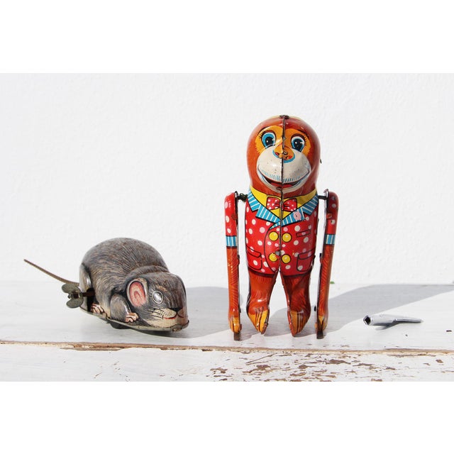 Set of Two 1950s Wind-Up, Clockwork Toys, Acrobat Monkey and