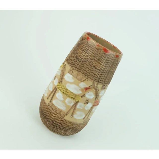Mid-Century Italian Vase with Horse Sgraffito Decor Glaze from Fratelli Fanciullacci, 1960s For Sale - Image 4 of 11