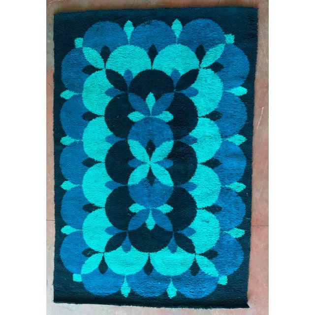 Large Vintage Blue Wool Rug, Spain, 1970s For Sale - Image 3 of 5