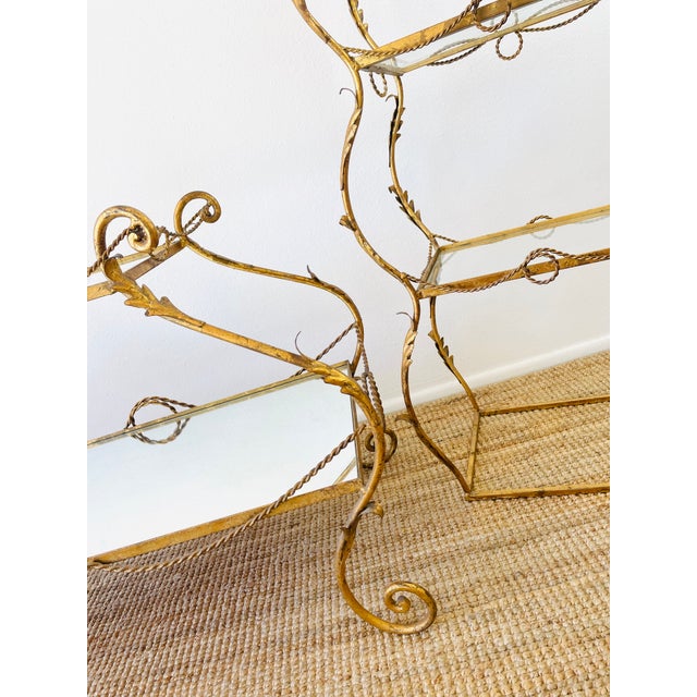 Vintage 1960s Italian Gold Gilt Curvy Tiered 2pc Etagere Shelf For Sale - Image 17 of 17