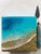 Abstract Calm Waters by Ana Hefco | Mixed Media on wood panel Abstract beach scene with blue water and sand. For Sale - Image 3 of 5
