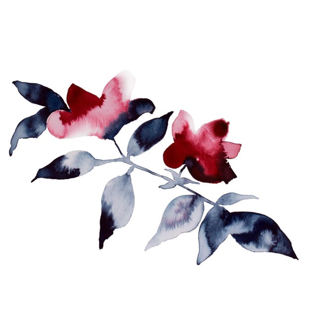 "Floral No. 23" Contemporary Original Botanical Flower Watercolor Painting by Elizabeth Becker For Sale