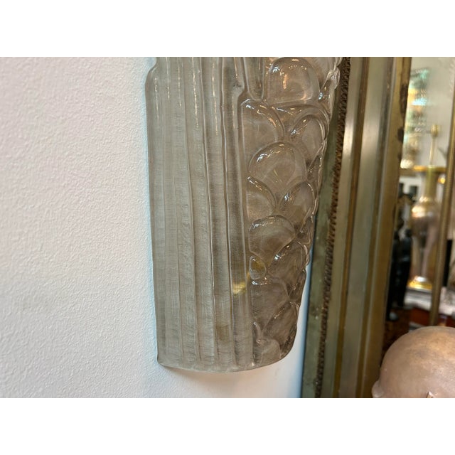 Glass Large Pair of Art Deco Style Murano Glass Sconces For Sale - Image 7 of 12