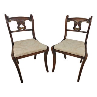Victorian Chairs in Carved Upholstered Mahogany, 1890, Set of 2 For Sale