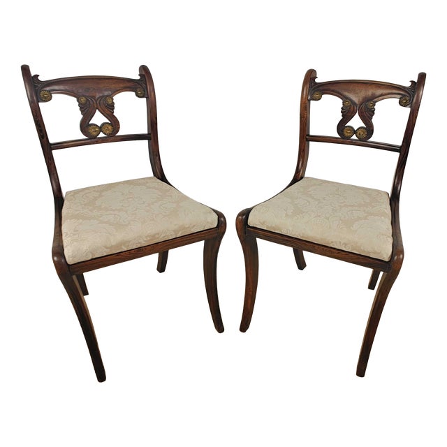 Victorian Chairs in Carved Upholstered Mahogany, 1890, Set of 2 For Sale