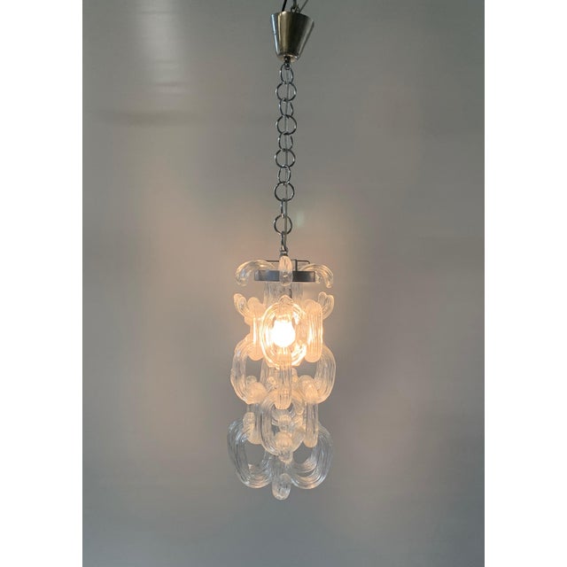 Metal Vintage C-Shaped Murano Glass Chandelier attributed to Aureliano Toso, 1970s For Sale - Image 7 of 8