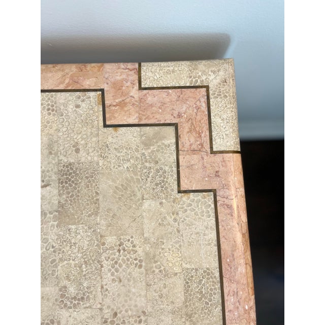 1980s Postmodern Tessellated Stone & Brass Side Table - Maitland-Smith / Casa Bique Style For Sale In Charleston - Image 6 of 6