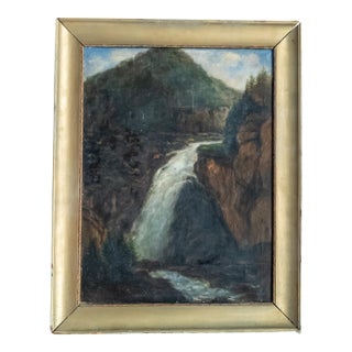 Early 20th Century Continental European Landscape Painting of Gollinger Waterfall Austria For Sale