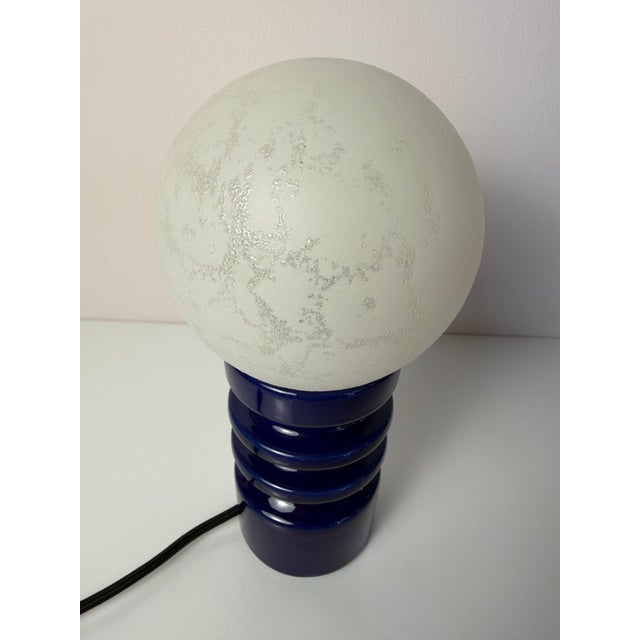 Blue Blue Ceramic and Glass Table Lamp by Cari Zalloni for Dümler & Breiden, 1970s For Sale - Image 8 of 11