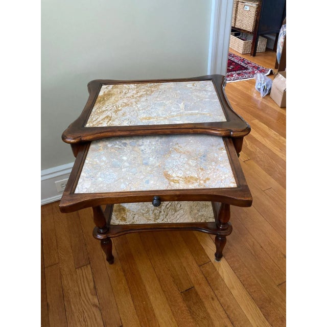 Theodore Alexander French Style Side Table With Marble Shelves For Sale In Philadelphia - Image 6 of 8