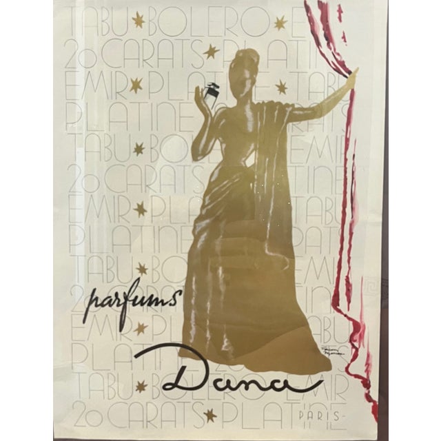 Framed advertisement from 1946 for Dana, a Spanish and French perfume and luxury cosmetics brand. Image dimension inside...