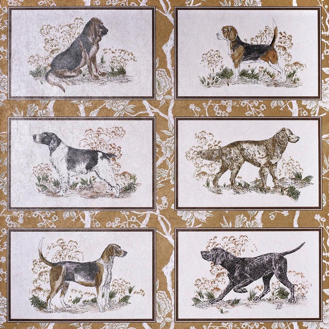 SAMPLE - Schumacher Chaser’s Legacy Metallic Wallpaper In Gold Metallic For Sale