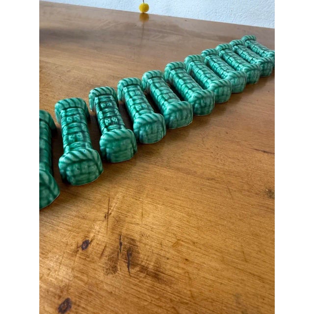 Vallauris Green Ceramic Knife Holders, 1960s, Set of 12 For Sale - Image 9 of 13