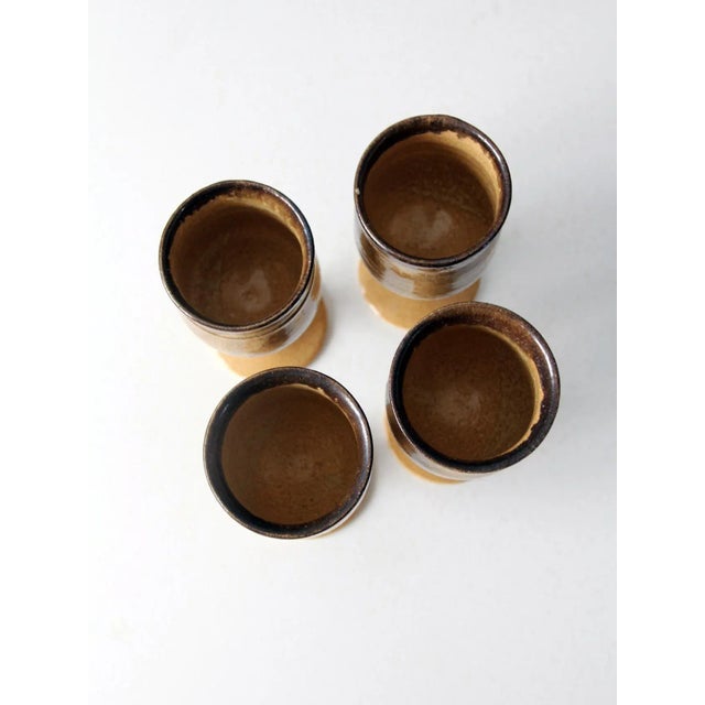 Brown Vintage Studio Pottery Chalices Set of 4 For Sale - Image 8 of 11