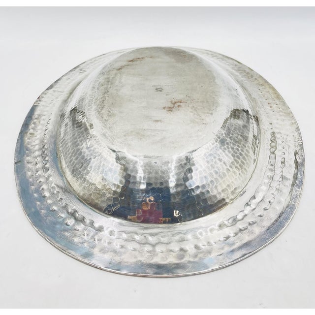 1980s Massive Emilia Castillo Silver Plate & Malachite Taxco Serving Bowl, Hand Signed For Sale - Image 9 of 18