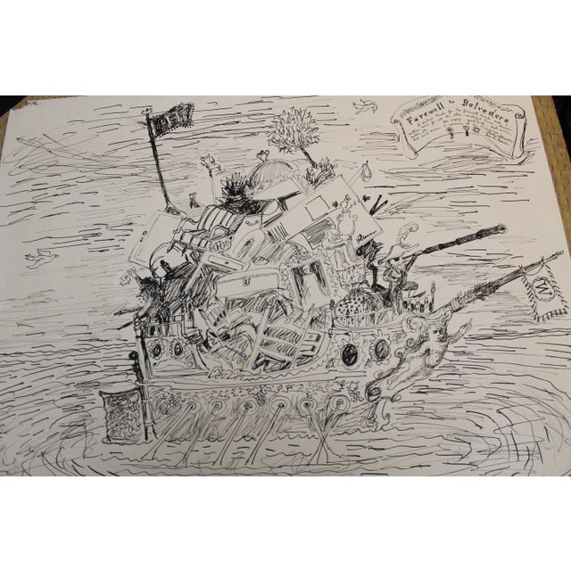 Drawing on paper by Paul Wonner and William T. Brown. Titled 'Farewell to Belvedere'. Paul John Wonner (April 24, 1920 –...