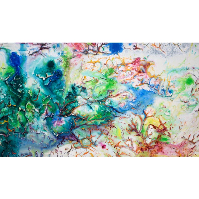 Rainbow Crackle - Abstract Expressionist Composition in Acrylic on Canvas by Charles David Francis For Sale In Monterey, CA - Image 6 of 11