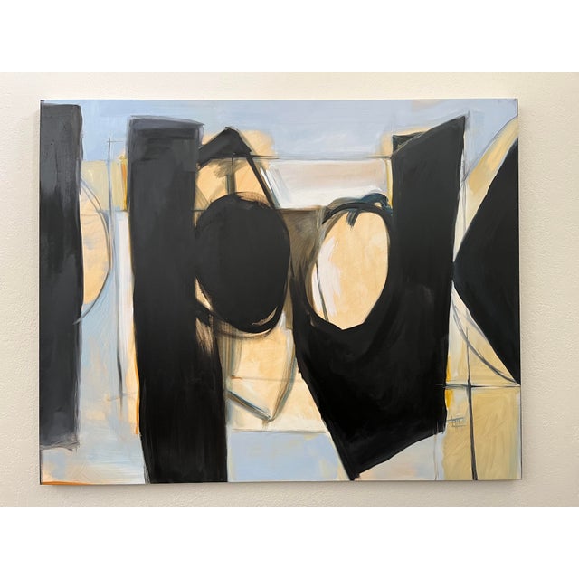 Black "Ode to Motherwell" Contemporary Original Modern Abstract Oil Painting on Canvas by Palmer S. For Sale - Image 8 of 8