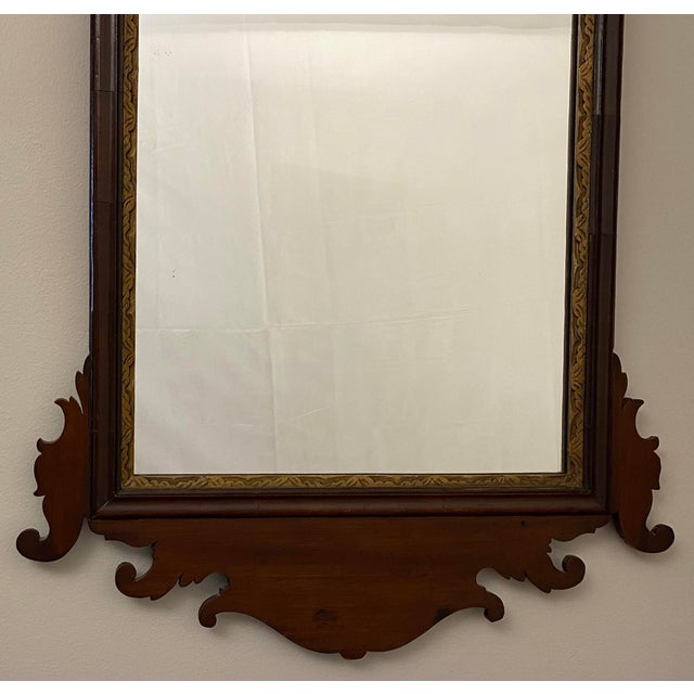 Wood 18th Century Early American Chippendale Style Wall Mirror With Eagle Pediment For Sale - Image 7 of 10