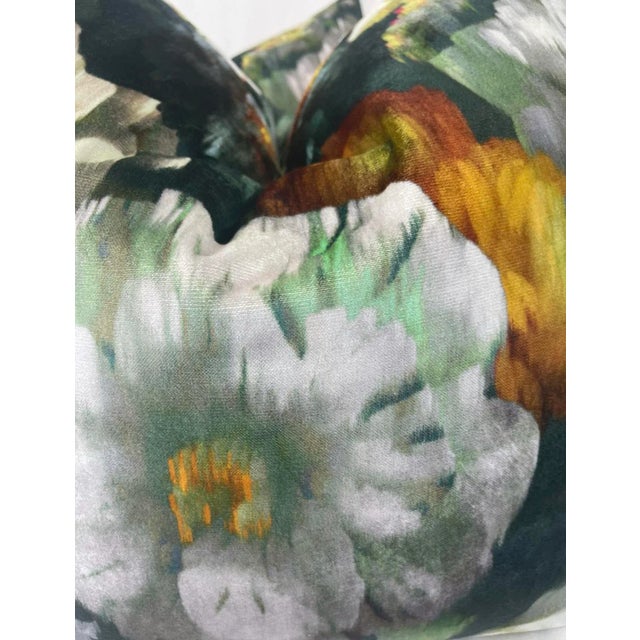 Custom pair of 22” pillows covered in Romo Black Edition “Herbaria Velvet” in color obsidian. These pillows have tapered...