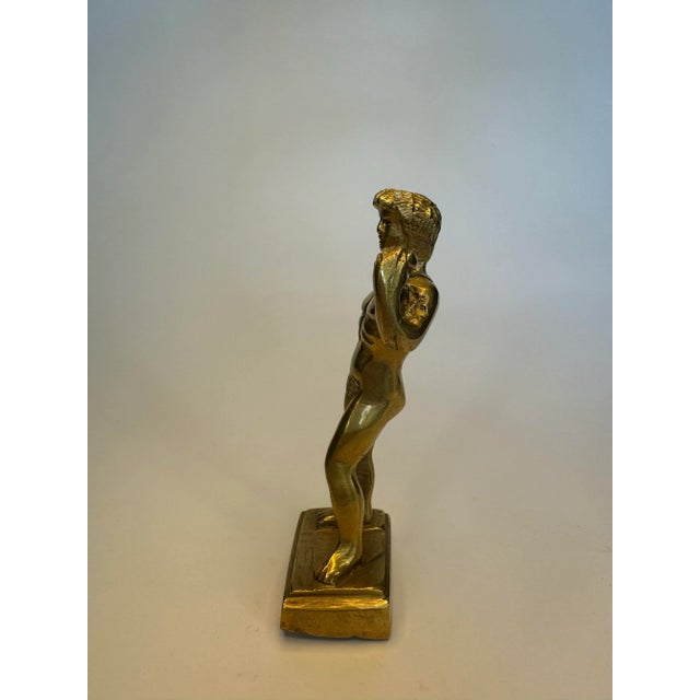 Italian Renaissance Michelangelo "David" Solid Brass Statue For Sale In Houston - Image 6 of 8