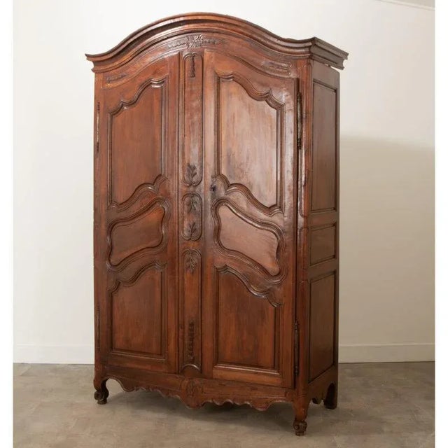 French 19th Century Walnut Louis XV Style Armoire For Sale - Image 9 of 12