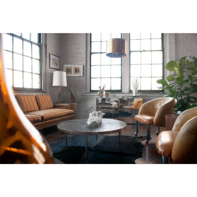 1960s Mid Century Modern Brass Drum Ceiling Light For Sale - Image 9 of 11