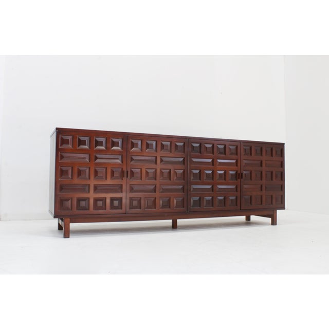Mid-Century Modern Vintage Brutalist Spanish Credenza, 1970s For Sale - Image 3 of 10
