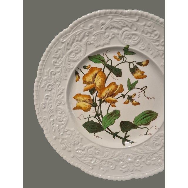 Cauldon Vintage Cauldon England Porcelain Embossed Border Floral Sweet Pea Platter For Sale - Image 4 of 11