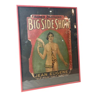 Early 20th Century Coney Island Wagner Brothers Big Side Show Advertising Poster For Sale