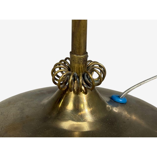 1950s V. Soini Oy, Rare Floor Lamp, Brass, Leather, Rattan For Sale - Image 11 of 11