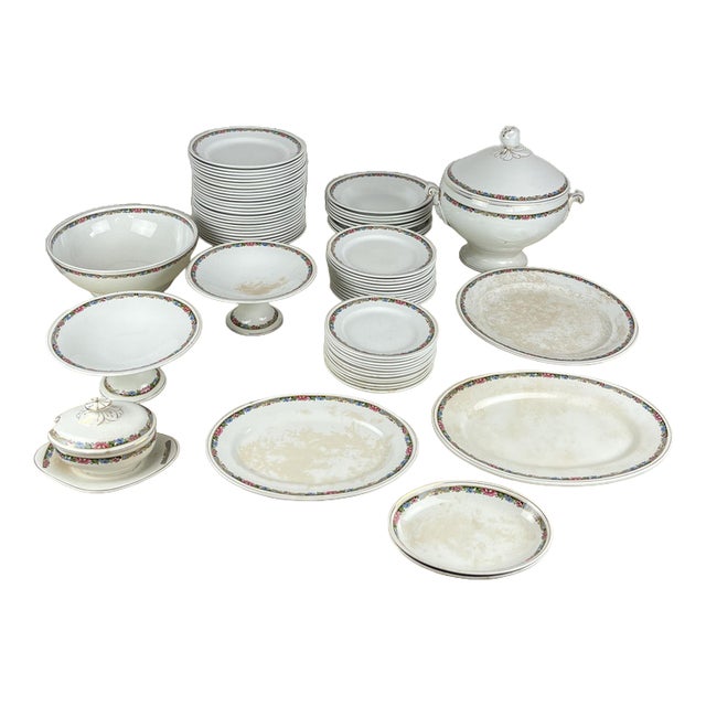 Italian Ceramic Dishes, 1890s, Set of 70 For Sale