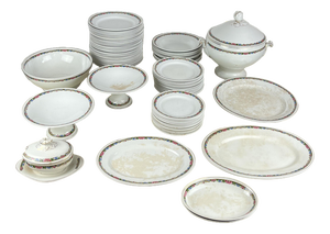 Italian Ceramic Dishes, 1890s, Set of 70