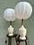 Mid-Century Modern White Ceramic Urn Table Lamps, a Pair — Restored With Custom Silk Globe Shades For Sale In Miami - Image 6 of 7