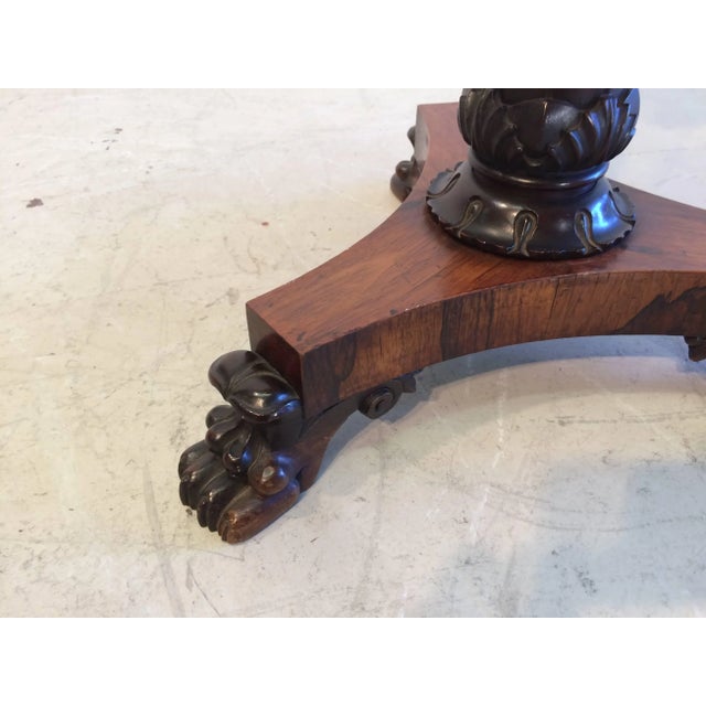 1910s Beautiful Antique Rosewood Three-Legged Claw Feet Side Table For Sale - Image 5 of 11