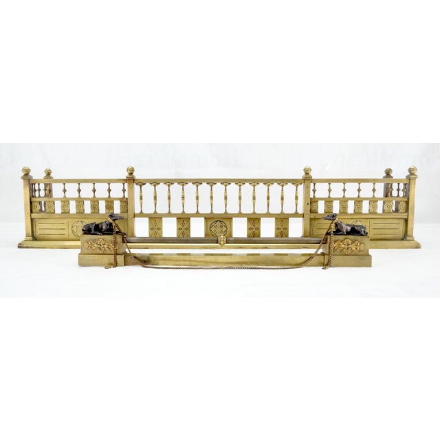 Gold Large Antique Ornate Solid Brass Fireplace Fender Towel Rack c1900s Stunning For Sale - Image 8 of 15