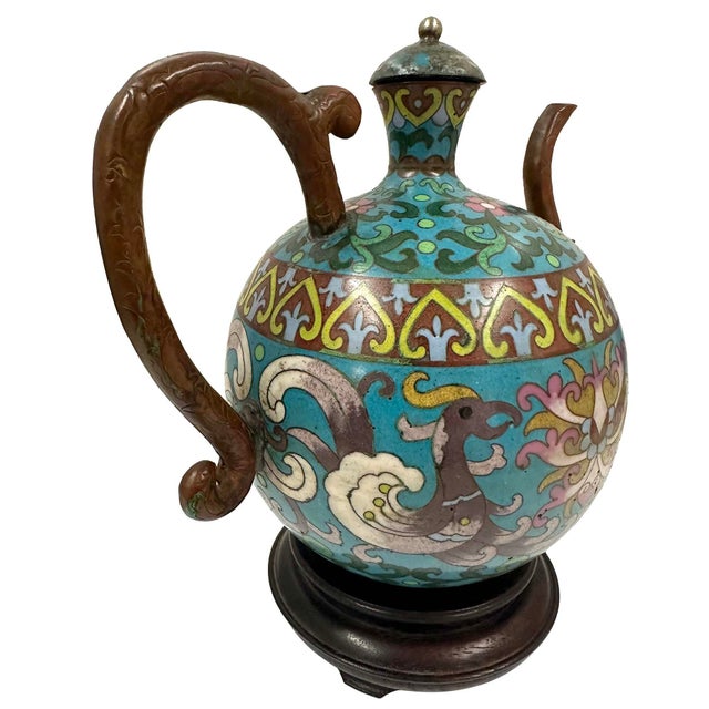 Early 20th Century Hand-Crafted Chinese Cloisonné Ewer / Teapot For Sale - Image 11 of 15