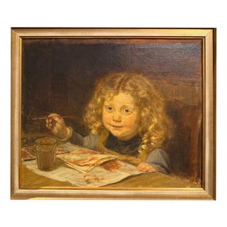 Heinrich Pforr, Portrait of Granddaughter Heidi Pforr, 1948, Oil Painting on Canvas, Framed For Sale