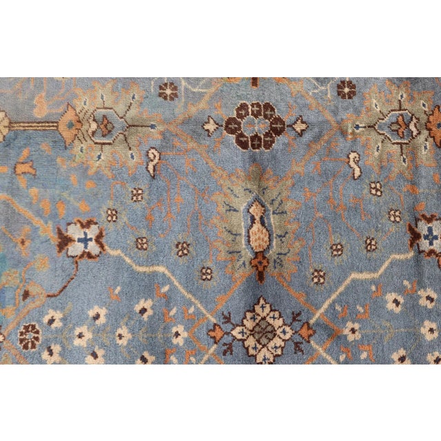 Vintage Turkish Oushak Blue Rug by Keivan Woven Arts 9′8″ × 13′3″ For Sale - Image 10 of 12