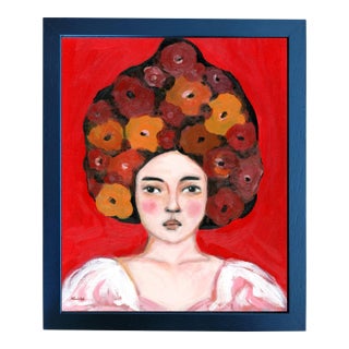 Autumn, Mid Century Modern Impressionist Portrait Oil Painting by Alexandra Swistak For Sale