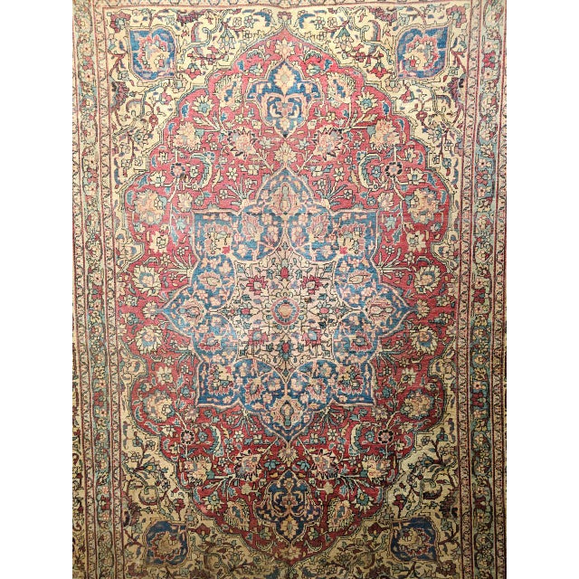 19th Century Persian Kerman Lavar Rug, Hand-Knotted Wool, Floral Pattern, Red & Ivory, 8x11 For Sale - Image 17 of 18