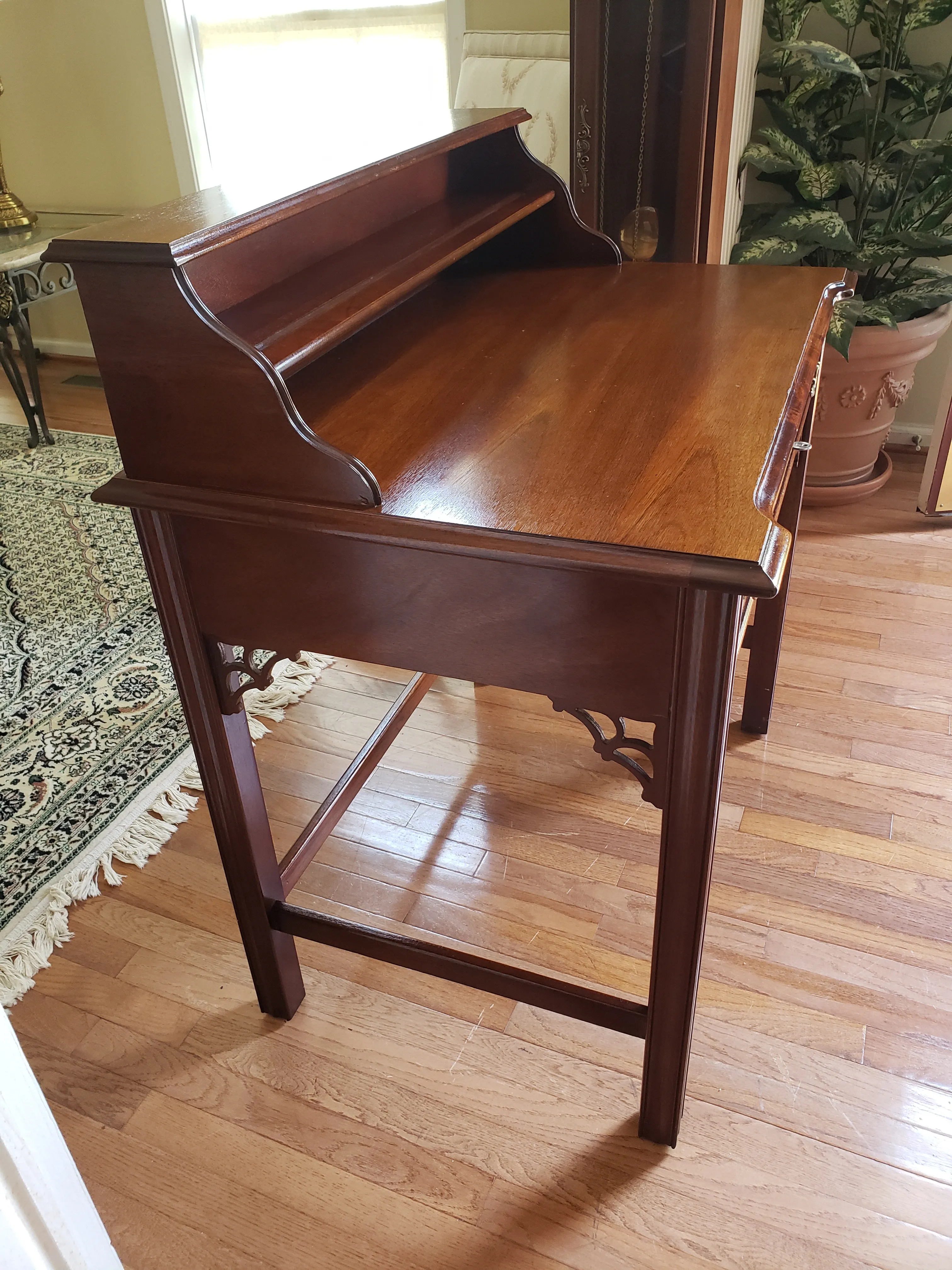 National Mt Airy Mahogany Chippendale Writing Desk | Chairish